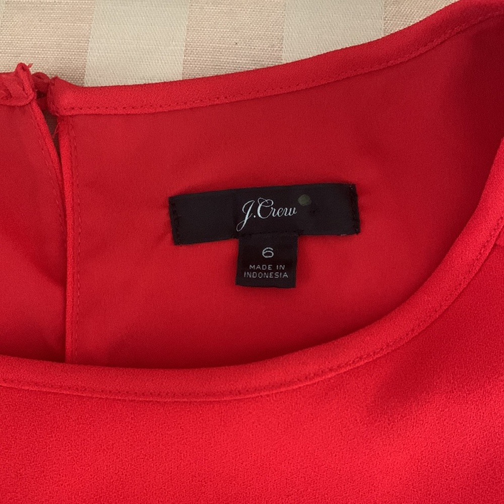 J CREW Red long sleeve contemporary fall dress $148 S M 6 8 career preppy - Picture 9 of 11